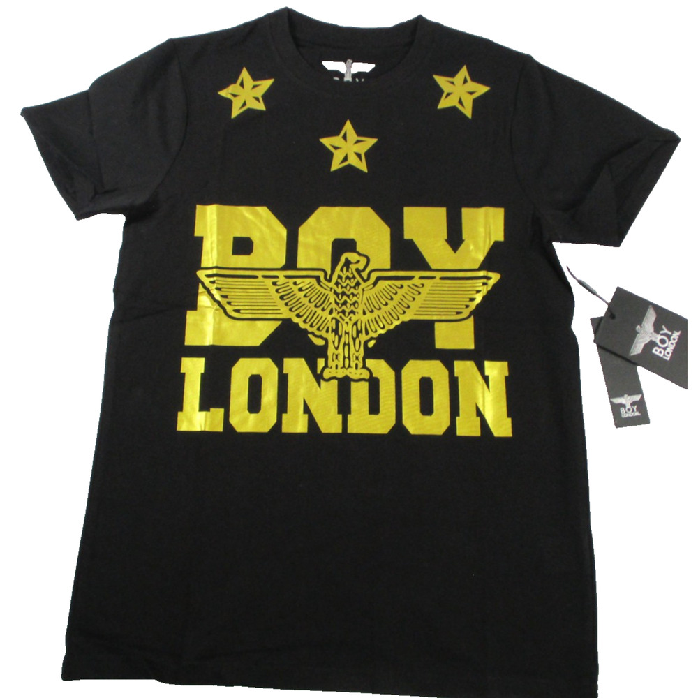 BOY London Shirt Mens Small Black Gold Eagle Logo Graphic Tee Streetwear 1309